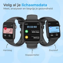 Nuvance - Smartwatch Heren & Dames met Bluetooth - 45mm - Geschikt voor alle Smartphones - Stappenteller & Hartslagmeter - Zwart — thumbnail 9