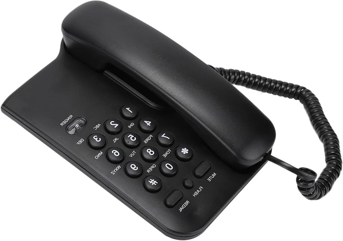 Vaste Telefoon - Bedrade Telefoon - Thuis Kantoor - Geen Batterij Nodig - Klein Formaat - Zwart — afbeelding 1