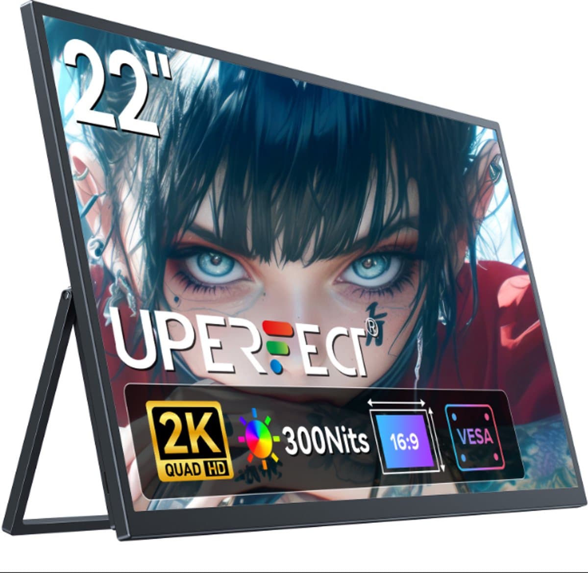 UPERFECT Portable Monitor T01 22" 2K IPS Draagbaar Monitor 100% sRGB + USB-C Opladen voor Thuiswerken/Gaming for Laptop/Switch/MacBook VESA Mount — afbeelding 1