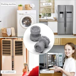 Trillingsdempers Wasmachine - 4 stuks verstelbare schokdempers - Rubberen voetjes voor wasmachines - Universele beweegbare voetjes - Voor wasmachines en drogers (4 stuks - Grijs) — thumbnail 4