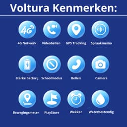 Voltura Smartwatch Kinderen - GPS Horloge Kind Met Simkaart - GPS Tracker - Kinder Smartwatch - Smartwatch Android - 4G - Videobellen - HD Camera - SOS-Knop - Whatsapp en SMS - Elke polsmaat - Nederlands - Incl. Simkaart - Zwart — thumbnail 11
