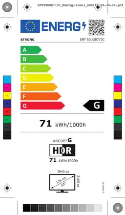 STRONG - TV 50" (126 cm) SRT50UG8773C QLED - Smart Google TV 4K UHD - Chromecast - Google Assistant - Dolby ATMOS - Doly Vision - Quantum dot colors - Drievoudige tuners - Wifi - Bluetooth - Port Ethernet - 4xHDMI + 2xUSB - NETFLIX — thumbnail 2