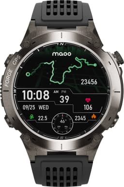 Maoo FORGE - GPS Smartwatch Heren - 1.43" AMOLED Display - 3 Bandjes - GPS (5 satellieten) - Belfunctie - 730mAh Batterij (lange accuduur) - 170+ Sportmodi - Hartslag, Bloeddruk, SpO2, Stappenteller - Kompas, Zaklamp - 1 ATM Waterdicht - Gun Metal — thumbnail 2
