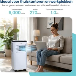 Gologi 3-in-1 Mobiele Airco - Aircooler met Wifi en App - 9.000 BTU/h - Met Raamafdichtingskit - Inclusief Afstandsbediening – Geschikt voor Slaapkamer - Wit — thumbnail 3