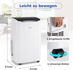 COSTWAY Airconditioning met afvoerslang, 14000BTU, kamergrootte tot 177 m³ (65 ㎡), 4-in-1 mobiele airconditioning, luchtkoeler, verwarming, luchtontvochtiger en ventilator, met auto- en slaapmodus — thumbnail 4