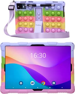 TinyPlay kindertablet Maxi V2 - Android 14 - 10 inch - 64GB+64SD - 4GB+4GB Virtual RAM - 6000 mAh batterij - Ouderlijk toezicht - kindertablet vanaf 3 jaar - Octa-core processor - Tablet kinderen - Kindertablets - Glazen screenprotector - Rainbow — thumbnail 1