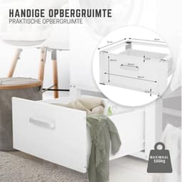 Wasmachine Verhoger - Wasmachine Verhoger met Lade - Wasmachine Sokkel Met Laadcapaciteit tot 150 KG - Wasmachine Kast - Wasmachine Ombouw – Wasmachineverhoger - 63 x 54 cm - Wit — thumbnail 6