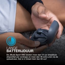 JLab JBuds Sport ANC 4 Draadloze oordopjes – Oortjes Draadloos - Hybrid Active Noise Cancelling - 60 Uur Afspeeltijd - IP66 Waterbestendig - Aanpasbare EQ3 instellingen - Bluetooth multipoint - Hardlopen - Zwart — thumbnail 3