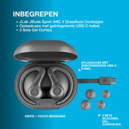 JLab JBuds Sport ANC 4 Draadloze oordopjes – Oortjes Draadloos - Hybrid Active Noise Cancelling - 60 Uur Afspeeltijd - IP66 Waterbestendig - Aanpasbare EQ3 instellingen - Bluetooth multipoint - Hardlopen - Zwart — thumbnail 7