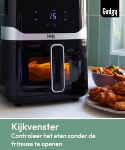 Gadgy Airfryer 5L met Kijkvenster – 1400W – Digitale Heteluchtfriteuse – 7 Voorgeprogrammeerde Programma’s – Touchscreen – Tot 200°C – Gezond Frituren Zonder Olie — thumbnail 4