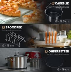 VAIVE Heteluchtfriteuse Accessoires Set - Geschikt voor alle Airfryer XL en XXL - ⌀ 20 cm — thumbnail 5