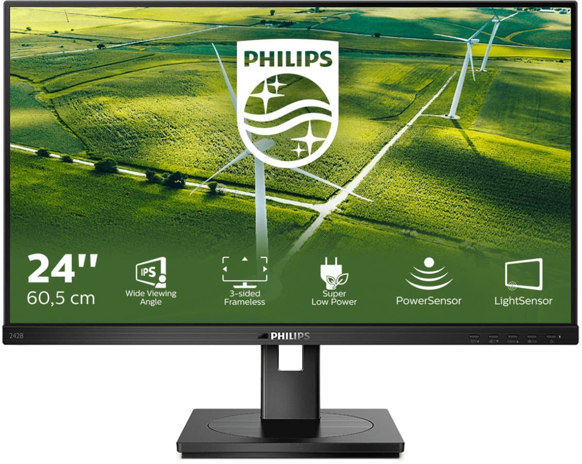 Philips 242B1G - Full HD IPS Monitor - USB-hub - 24 inch - Ergonomische Verstelopties — afbeelding 1