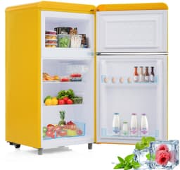Retro koelkast, bovenste en onderste dubbele deur koelkast, 72 liter totaal volume, met 21 liter vriezervolume, 120 kWh/jaar, LED -licht. Beschikbaar in verschillende kleuren. [Energieklasse E] — thumbnail 6