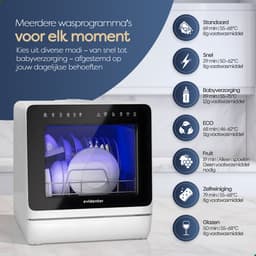 Evidenter ITDW25 - Mini vaatwasser - Vrijstaande vaatwasser - 4 Couverts - 7 Wasprogramma's - Incl. Bestekmandje — thumbnail 7