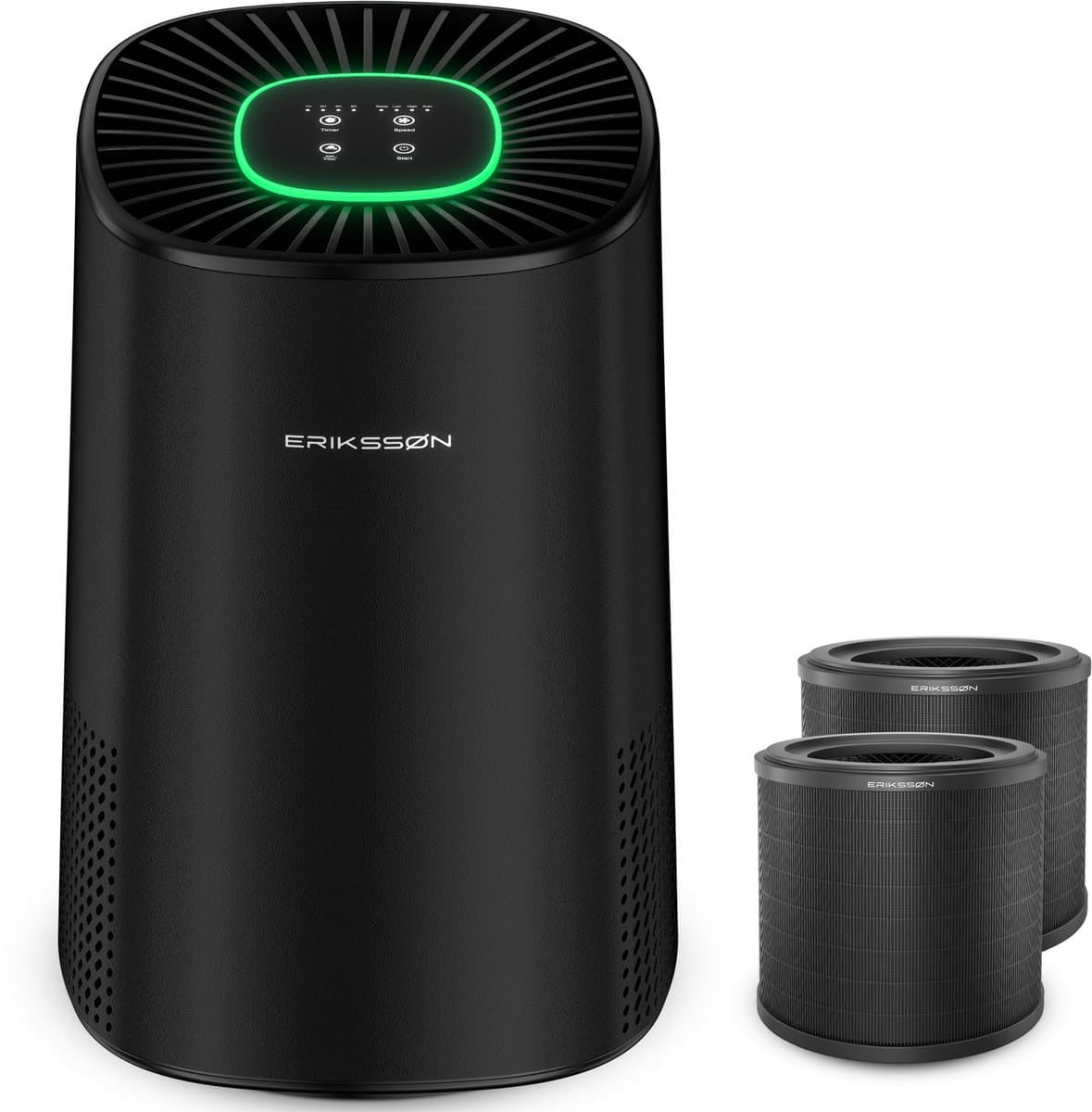 Erikssøn Luchtreiniger Air Purifier Elite - 2x HEPA-14 Filter - Zwart - 240 m3/u - Vermindert Stof En Pollen - Met Hepa Filter - Met Ionisator — afbeelding 1