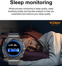 WizBay Premium Select® 1.43inch AMOLED Screen Smartwatch Dames Heren - Android en iOS - Bluetooth Call - 02 Zuurstof - Bloedruk - Dynamic Hartslag & Slaap Monitor - Message - Magnetic Laden - Smartwatches - Zilver met rvs Zilveren Band — thumbnail 19