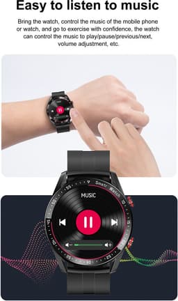 Knobbout Slimme Smartwatch met 1,28 inch Touchscreen- PPG als ECG hartslag- en hartfilamentmeting - ECG + PPG dubbele hartmonitor voor nauwkeurige gezondheidsbewaking - Bluetooth bellen en contacten synchronisatie - zwart staal+siliconen horlogeband — thumbnail 3