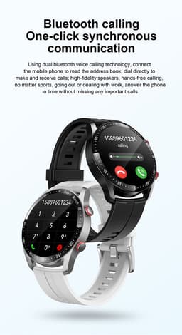 Knobbout Slimme Smartwatch met 1,28 inch Touchscreen- PPG als ECG hartslag- en hartfilamentmeting - ECG + PPG dubbele hartmonitor voor nauwkeurige gezondheidsbewaking - Bluetooth bellen en contacten synchronisatie - zwart staal+siliconen horlogeband — thumbnail 7