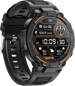Knobbout 1.52" (3.8cm) Schokbestendig Sport Smartwatch - Zijwaartse LED-verlichting-Bloeddrukmeting, hartslag monitoring en bloedzuurstof (SpO₂)-controle- Bluetooth belfunctie - Sedentaire herinnering-Sedentaire herinnering-Zwart stall+ siliconenband — thumbnail 3