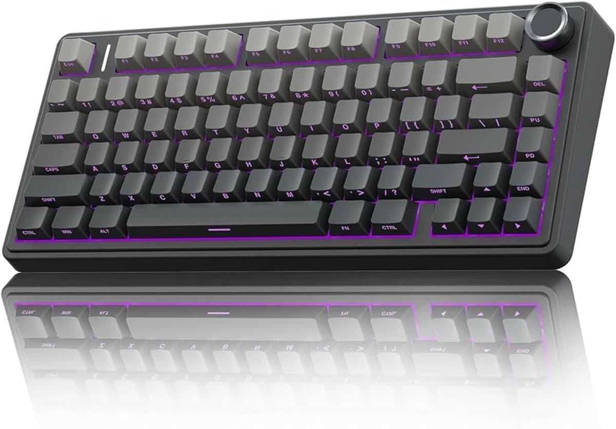 EPOMAKER x AULA F75 - Zwart/Grijs - Mechanisch Draadloos Toetsenbord - RGB - 75% - QWERTY - Gaming Keyboard - Leobog Reaper Switch — afbeelding 1
