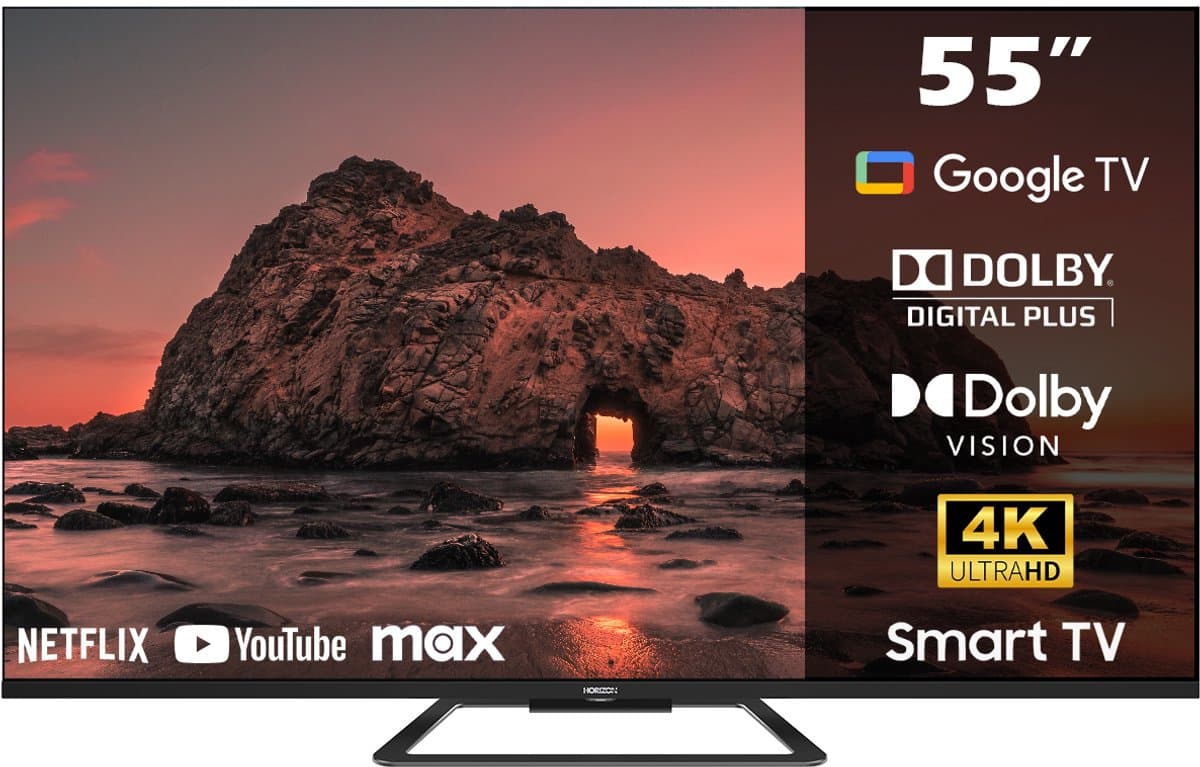 Horizon Smart TV 55 inch QLED - 4K ULTRA HD Televisie - XT Line - Google TV WiFi - Voice Assistant - Frameless Slim Design — afbeelding 1