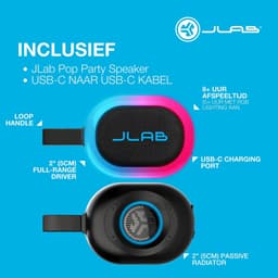 JLab Pop Mini Bluetooth Speaker Draadloos - Draagbare Muziekbox - 8 uur Batterijduur - 5 Watt - IPX6 Waterproof - Multipairing - Instelbare Party Lights - App Equalizer - Zwart — thumbnail 8