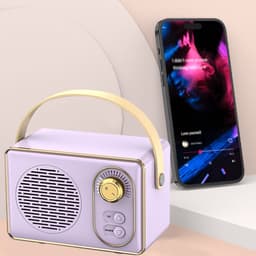 JeiibrZui Retro Bluetooth-Luidspreker - Draagbare Draadloze Stereoluidspreker - Verrassend Luid Met Duidelijke Bas - 1 Stuk - Voor Thuis/Tuin/Paars — thumbnail 7