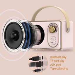 JeiibrZui Retro Bluetooth-Luidspreker - Draagbare Draadloze Stereoluidspreker - Verrassend Luid Met Duidelijke Bas - 1 Stuk - Voor Thuis/Tuin/Paars — thumbnail 2