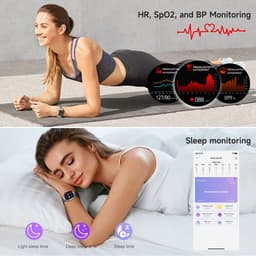 Knobbout 1.53" Stijlvolle Sport Smartwatch – NFC- Kompas, Hoogtemeter, Barometer-Bluetooth Bellen - Draadloos Opladen - hartslag, bloeddruk, zuurstofgehalte (SpO₂) - AI Assistent - medicatie innemen alert - Zwart Leren + Siliconen Band — thumbnail 8
