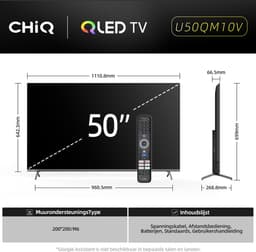 CHiQ U50QM10V - Smart TV 50 Inch - QLED Pro Google TV - 4K UHD - Randloos Metal Design - Dolby Audio - 2025 Nieuw — thumbnail 4