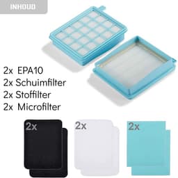 2x HEPA Filter Set geschikt voor Philips PowerPro Compact/Active Series Stofzuiger – Stofzuigerfilter Filterset Vervangingsset FC8058/01 — thumbnail 3