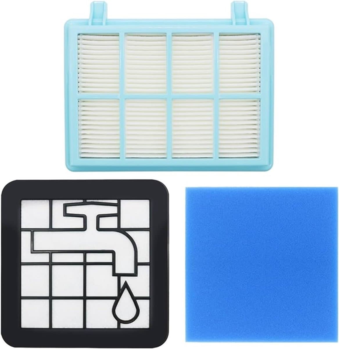 Filter set - geschikt voor Philips PowerPro Compact and Power Pro Active en City - Vervangt Stofzuigerfilter FC9331/09 - FC9332/09 - FC8010 - FC8010/02 FC8010/01 HEPA - Stofzuiger onderdelen - Motorfilter & uitblaasfilter - VOORDEELVERPAKKING — afbeelding 1