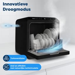 Amenzo® - Mini Vaatwasser - Inclusief App - Energielabel A - 900 Watt - 5 Programma's - Zwart - Afwasmachine - Met Waterreservoir — thumbnail 8