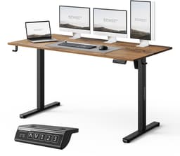 SENSE7 NOJO LIGHT - Zit Sta Bureau - 140 cm x 70 cm - Elektrisch bureau - Verstelbare bureau - Elektrische Hoogteverstelling, Hoogte 72-118 cm, Intelligent Bedieningspaneel, Donkerbruin — thumbnail 1