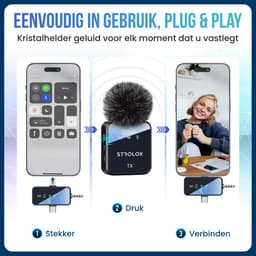 Strolox® Draadloze Microfoon Pro - 2 Stuks - Oplaadcase - Lavalier - Windshields - Dasspeld - Lange Batterij - USB-C/Lightning - Plug & Play — thumbnail 7