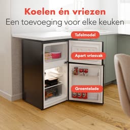 KitchenBrothers Koelkast - 61L Koelvak - 24L Vriesvak - Koelvriescombinatie - IJskast - Frigo - Vrijstaand - Zwart — thumbnail 3