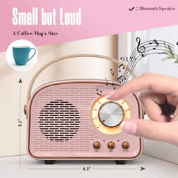 Retro Vintage Radio Bluetooth Speaker - Draadloze Stereo Speaker met FM Radio - Vintage Design - Bluetooth 5.0 Draadloze Speaker voor Kristalhelder Geluid - Perfect voor Thuis & Buiten - Roze — thumbnail 5