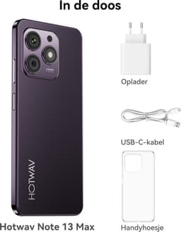 HOTWAV Note 13 Max mobiele telefoon senioren - Smartphone - 256GB - Paars - mobiele telefoon zonder abonnement - 2 jaar garantie - Met Transparante Hoes - 4G Dual SIM — thumbnail 3