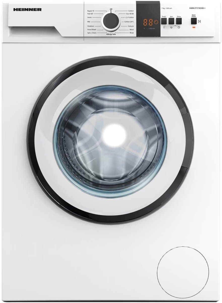 Heinner HWM-VT1710CHD++ Wasmachine 7 kg – 15 Programma’s Met Anti-Kreuk & Allergievriendelijk programma – Balance Control & Eco Logic Systeem – Wit – 5 Jaar Garantie — afbeelding 1