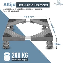 VanDijck Wasmachine Verhoger - 4 Poten - Verstelbaar 40-67 cm - Max 200 kg — thumbnail 7