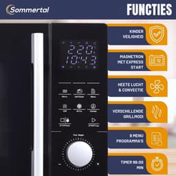 Sommertal 4-in-1 magnetron MW2200 25 l - Touch, grill, hete lucht, 8 programma's, timer tot 99 minuten, kinderslot, snelstart, rooster, knapperige pan — thumbnail 5