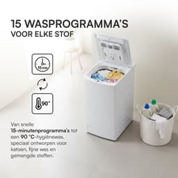 Heinner HWM-TL6010C++ Bovenlader Wasmachine 6 kg – 15 Programma’s – 1000 tpm – LED Display – 15 Min Snelprogramma – Trommelreiniging – Wit – 5 Jaar Garantie — thumbnail 5