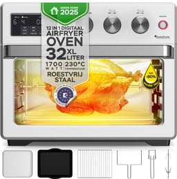 TurboTronic AF32DRD Airfryer XXL en Mini Oven – 32 Liter – Vrijstaande Oven – 12 Kookprogramma’s – 25° tot 230°C – Zilver — thumbnail 1