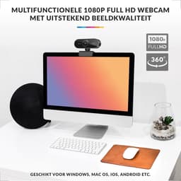 YONO Webcam voor PC met Microfoon - 1080P Full HD - Streaming Camera - Laptop - Office - Gaming - Zwart — thumbnail 2