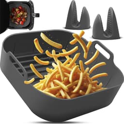 Fentic Airfryer Siliconen Bakje + Oven Wanten – 20,5 cm - Geschikt voor Philips, Cosori, Ninja, Tefal, Cecotec – Accessoires voor Airfryers - Grijs — thumbnail 1