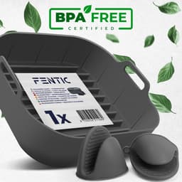 Fentic Airfryer Siliconen Bakje + Oven Wanten – 20,5 cm - Geschikt voor Philips, Cosori, Ninja, Tefal, Cecotec – Accessoires voor Airfryers - Grijs — thumbnail 8