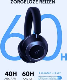 Anker Draadloze Koptelefoon Met Adaptieve Actieve Ruisonderdrukking - 6 Microfoons - 60 Uur Lossless Audio En Hi-Res LDAC – Opvouwbaar Design En Ultrasnel Opladen — thumbnail 3