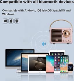 Retro bluetooth speaker- vintage decor - draagbare draadloze bluetooth speaker - Roze — thumbnail 3
