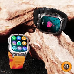 WizBay Premium Select® 1.96 inch AMOLED - Kompas - Bluetooth Bellen - Message - Dynamic Hartslag & Slaap Monitor - Bloeddruk & O2 - 100+ Sport Modi - 650mAh - Magnetic Laden - Zink Alloy Mat Zilveren Kast - Oranje TPU Band — thumbnail 6