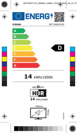STRONG - TV 24” (60 cm) HD SRT24HG4723C Smart Google TV - 12V Ideaal Caravan, camping, boot - Geïntegreerde drievoudige tuner - 2 HDMI-poorten (1 ARC) + 1 USB-poort + Mini-AV + Antenne/Sat-aansluiting - Zwart — thumbnail 2